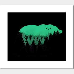 Bear Camping, Nature and Hiking with Forest Posters and Art